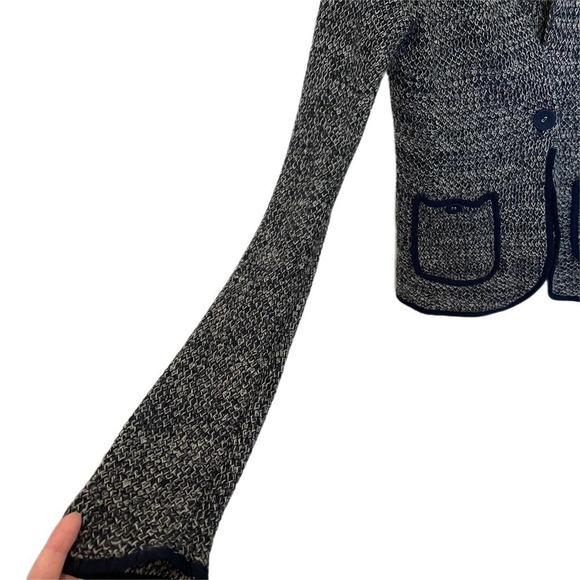 Moth by Anthropologie Wool Blend Blakely Marled Blue Blazer Knit Cardigan Large - Picture 5 of 8